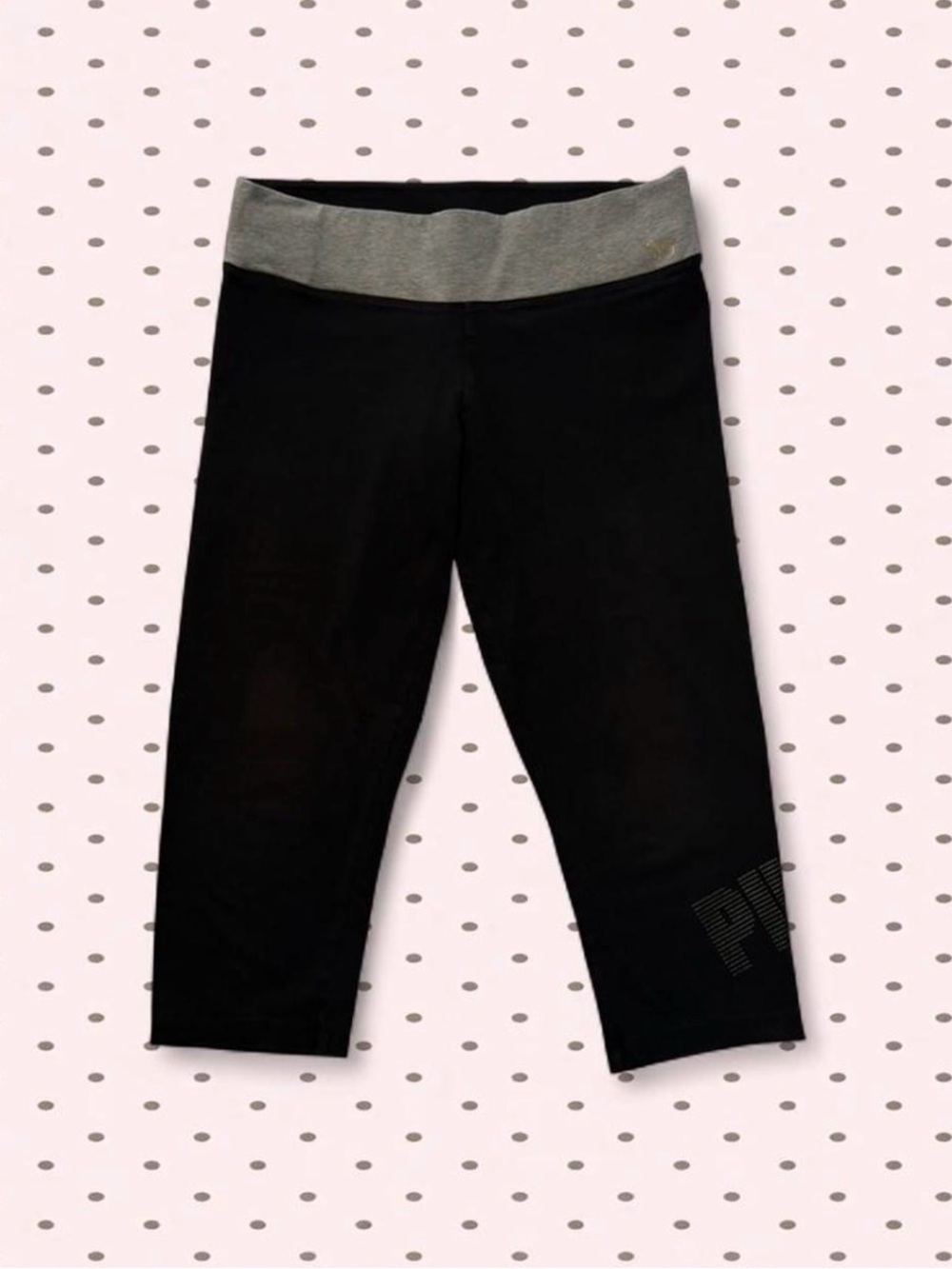 PINK Capri Leggings with Gray Waistband
